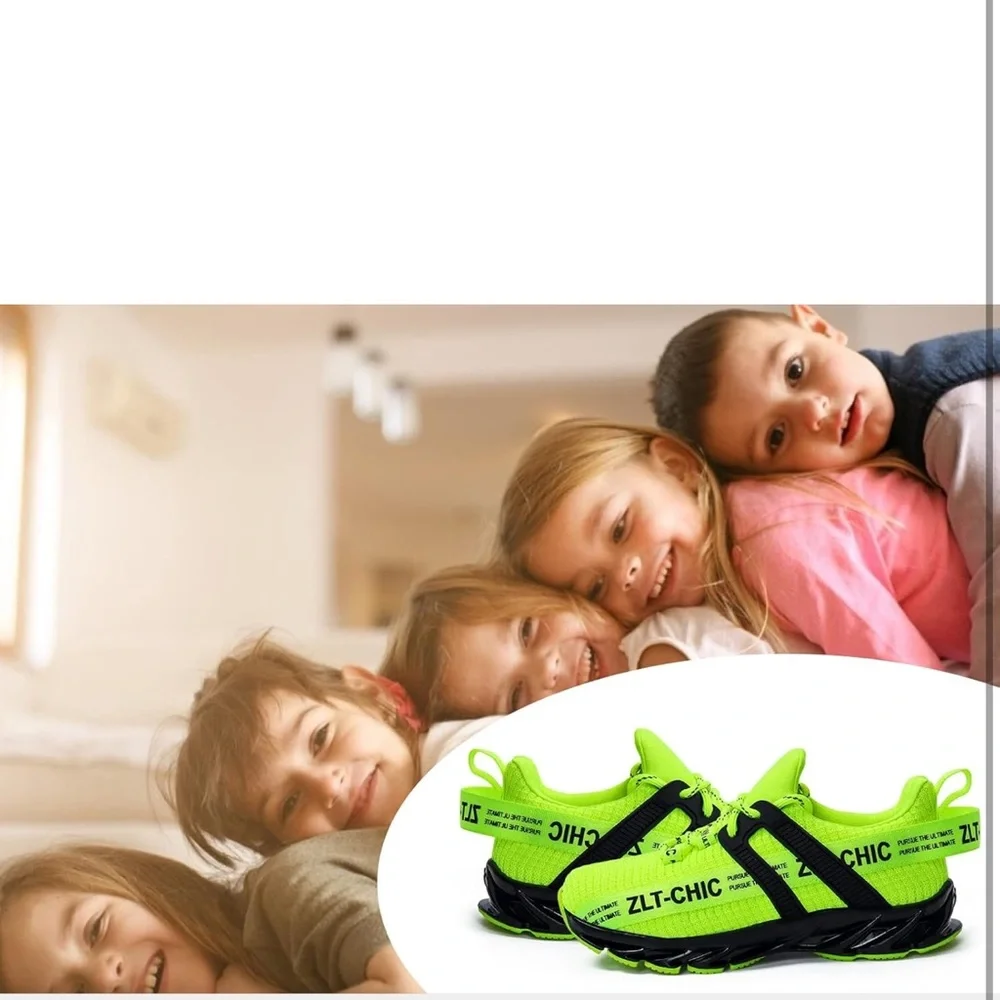 Boys Running Lightweight Lace up Sneakers highlight yellow size 1 little kid